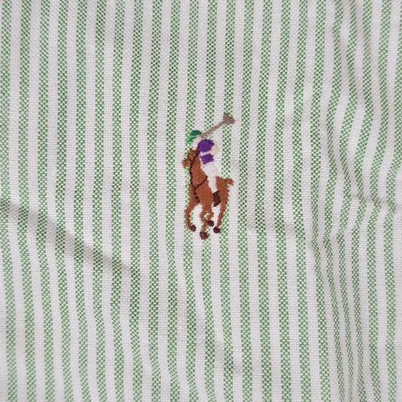 Polo Ralph Lauren Classic Striped Button Down Shirt Mens Size 18 34/35 Green - Picture 4 of 7